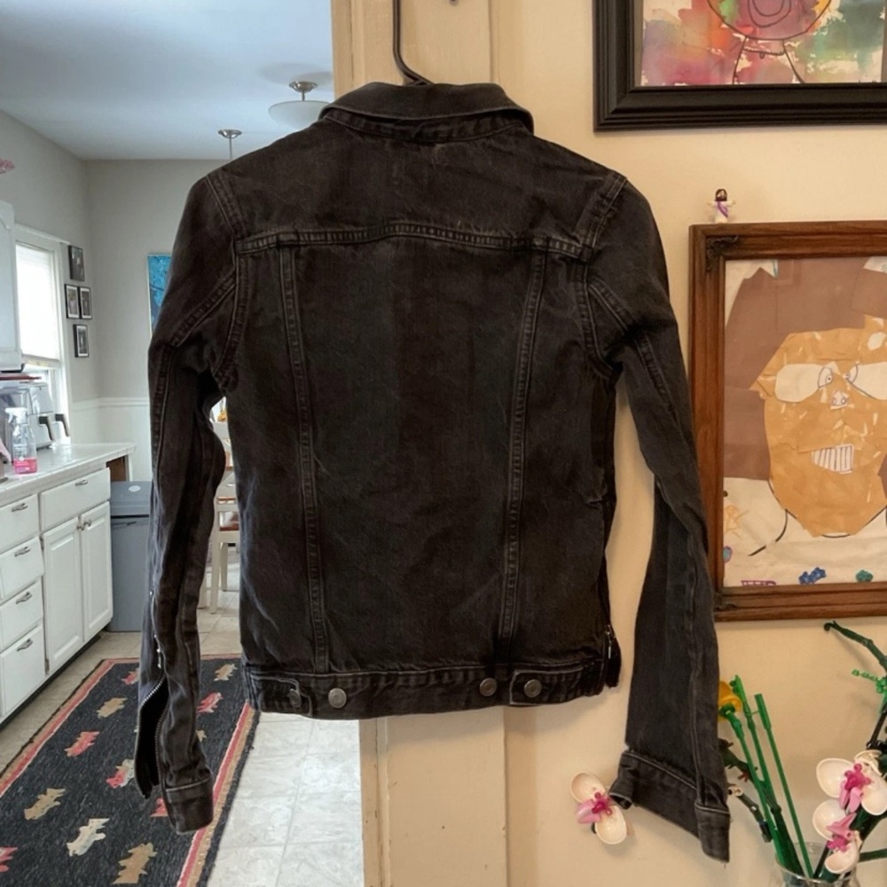 GAP Black Denim Jacket with Button Front - image 2